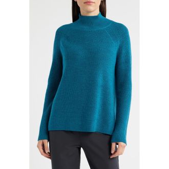 Eileen Fisher Raglan Sleeve Merino Wool Turtleneck Sweater in Dragonfly at Nordstrom Rack, Size Medium