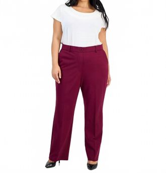 Kasper High Rise Straight Leg Pants - Plus In Shiraz