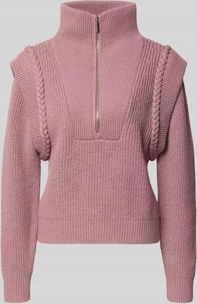 Copenhagen Muse Strickpullover mit Stehkragen und Reißverschluss Modell YARI in Rose, Größe XL
