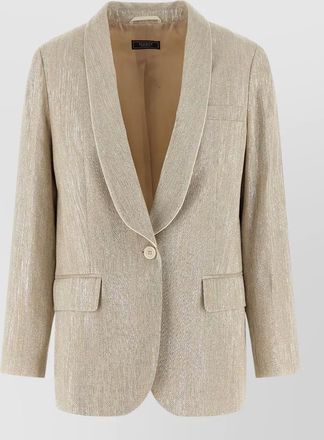 PESERICO blazer metallic thread notched lapel buttons