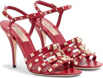 Valentino Rockstud Ankle Strap Sandal in Red at Nordstrom, Size 10.5Us