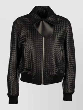 Bottega Veneta textured jacket front pockets ribbed cuffs hem