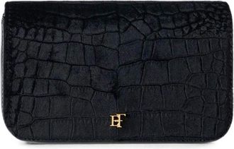 Elisabetta Franchi Black Crocodile-Effect Faux Leather Bag