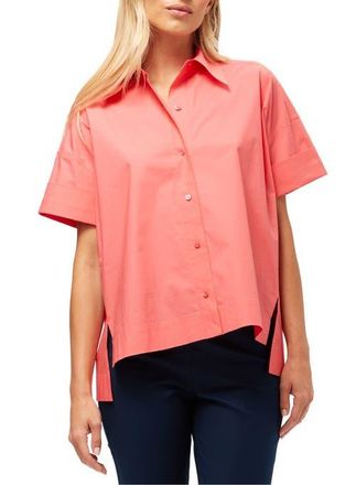 Trina Turk Oversized Button Up Poplin Opponent Top in Coral Crush at Nordstrom, Size X-Small