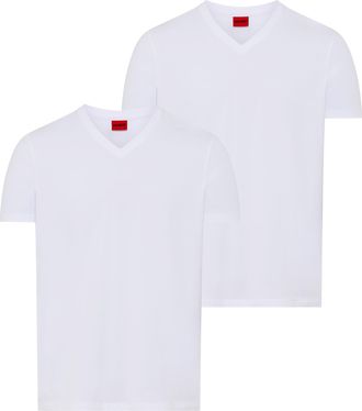 HUGO BOSS T-Shirt HUGO HUGO-V, Herren, Gr. 3XL, wei&szlig;100, Single Jersey, Obermaterial: 96% Baumwolle, 4% Elasthan, unifarben, slim fit normal, V-Ausschnitt, abge