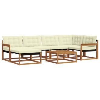 vidaXL Conjunto De Sof&aacute;s De Exterior Con Coj&iacute;n 19 Pcs Natural Y Crema Vidaxl