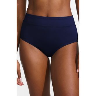 Lands End Plus Size Tummy Control High Waisted Bikini Swim Bottoms in Deep Sea Navy at Nordstrom, Size 12P