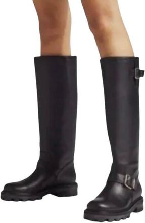 Jimmy Choo London Tall Black Leather Biker lI Boots Size 42