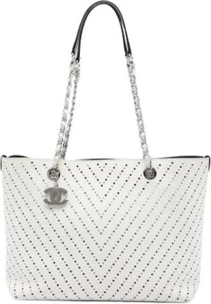 Chanel Pre-owned Perforated Caviar Leather Tote Bag - Dames - Vintage Shopper - Wit - ONE Size - Leer - Vintage