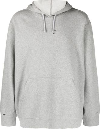 Givenchy logo-embroidered cotton hoodie - men - Cotton - S - Grey