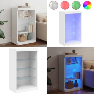 vidaXL Credenza con Luci LED Bianca 60,5x37x100 cm - Credenza moderna - Credenza con luci RGB
