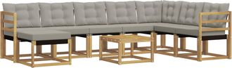 vidaXL Conjunto De Sof&aacute;s De Exterior 9 Uds. Blanco Y Gris Claro Vidaxl