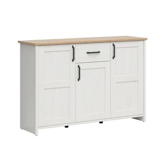 Petits Meubles Buf&eacute; 3 puertas y 1 caj&oacute;n paneles de melamina blanco y madera