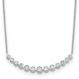 Diamond2Deal 14K Gold 3/4 Ct Lab Grown Diamond Graduated Curved Bar Necklace 18
