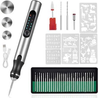 OEM L&aacute;piz Grabador El&eacute;ctrico, M&aacute;quina De Grabado Inal&aacute;mbrica Recargable Por Usb, Adecuada Para Grabar Joyas, Madera, Vidrio Y Piedra (plata)