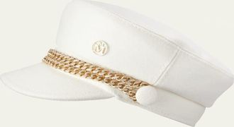 Maison Michel New Abby Wool Newsboy Cap With Embellished Chain