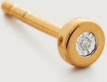 Monica Vinader Gold Linear Diamond Single Stud Earring Diamond