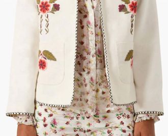 Alix of Bohemia Francis Heirloom Flora Jacket In Off White