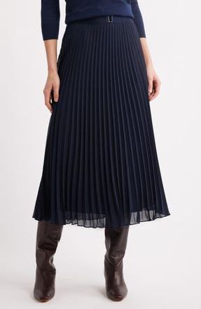 BOSS Vocelina Belted Pleated Midi Skirt in Dk Bu at Nordstrom Rack, Size 8