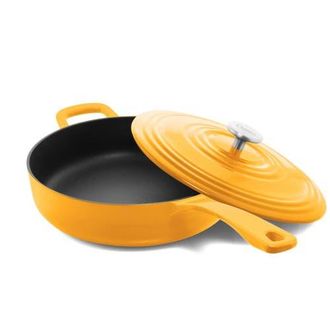 Chantal 5 qt. Round Cast-Iron Saute Skillet w/ Lid in Marigold at Nordstrom