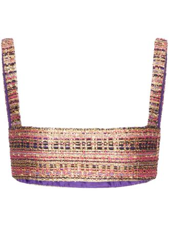 Valentino Garavani Tweed Party bralette top - women - Silk/Cotton/Acrylic/Polyester/Polyamide/Cupro/Viscose/Metallic Fibre/Wool - 40 - Gold