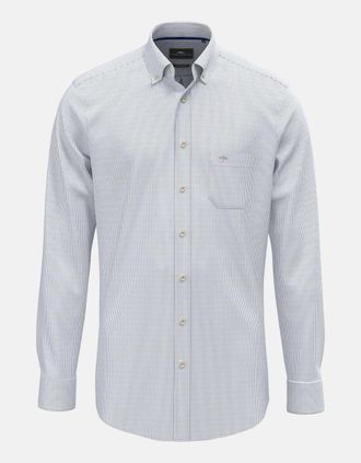 Fynch-Hatton Mens Washed Oxford Bengal Stripe Button Down Shirt Harbour Blue - Multi - Size: 46/Regular