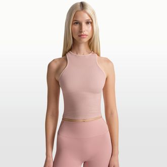 Nike Womens SKIMS Ribbed Seamless Racerneck Tank Top in Pink | TPTNK11000W-HEC