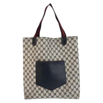 Gucci Pre-owned Tote Bags, female, Gray, Size: ONE SIZE Pre-owned GG Supreme Canvas Tote Bag