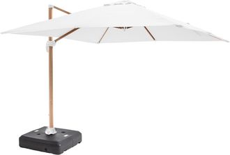 Oviala Parasol de 3x3m y base con ruedas para contrapesar, efecto madera