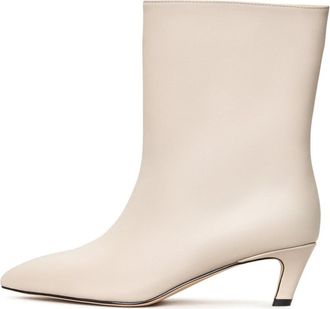 Cesare Gaspari Kitten Heel Enkellaarsjes Dolly - Wit - Dames - Laarzen met Hak - Beige - 40 EU - Leer - Schoenen