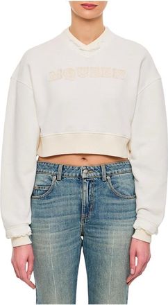 Alexander McQueen Alexander McQueen, Sweatshirts, female, White, Size: XS Logo Cropped Sweatshirt