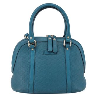 Gucci Convertible Dome Satchel Guccissima Leather Turquoise Leather Handbag (Pre-Owned)