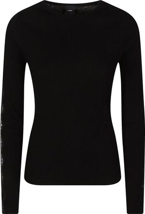 Pinko Copenaghen Ronde Hals Trui met Lange Mouwen - Dames - Ronde hals truien - Zwart - S - Truien & Vesten