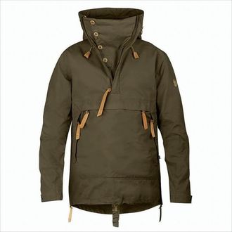 Fjällräven High-Collar Casual Jacket With Zippered Closure And Adjustable Drawstrings