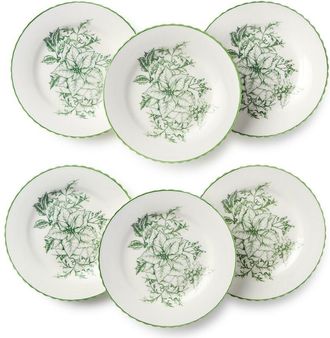 Certified International Winter Evergreen Set Of 6 Canape Plates