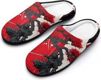 Generic Japanese Tiger Demon Splashes Slippers Men Winter Warm Cotton Anti-Slip Indoor Slip-Ons House Shoes