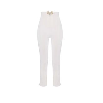 Elisabetta Franchi Dames, Broeken, Wit, Maat: L Leer