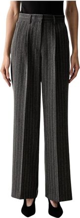 Karl Lagerfeld Gestreepte Pantalon met Wijde Pijpen - Dames - Wijde Broeken - Grijs - L - Polyester - Broeken