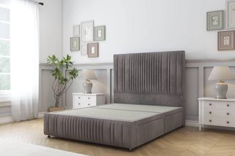 Sloomy Kingsley Naples Divan Base 2 Drawers-54 Headboard & 12 Footboard in Grey | Size: Single