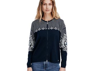 Dale of Norway Rosendal Fem Jacket Womens Clothing Navy/Off-White/Ultramarine : MD (Womens 8-10), Wool