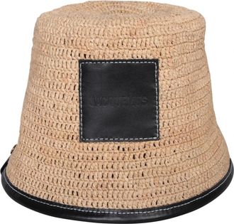 Jacquemus Soli Bucket Hat - Dames - Hoeden - Beige - 56 CM - Leer - Accessoires