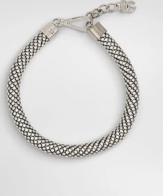 Dolce & Gabbana Tubular Choker With Rhinestones - Woman Bijoux Silver Metal Onesize