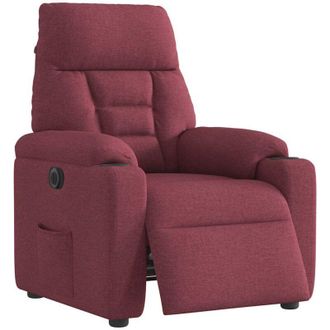 vidaXL Poltrona Elettrica Reclinabile Rosso Vino in Tessuto - Vidaxl