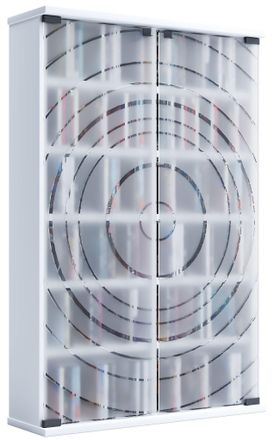 ebuy24 Ebuy24 - Soporte De Cd Dvd De Madera Vcm Gabinete De Cd De Ahorro De Espacio Con 2 Puertas De Vidrio De Seguridad Esg Para 300 Cd O 130 Dvd O 72 V&iacute;deo