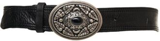Campomaggi Hammered Leather Belt With Ornate Silver Buckle