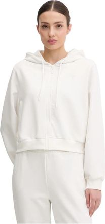 Guess Silvy Zip-through Hoodie - Dames - Vesten met rits - Wit - M - Katoen - Hoodies & sweatvesten