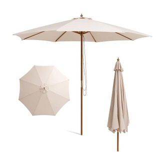 Costway Costway Sombrilla Terraza Exterior 3x3m, 3 Alturas Ajustables, Parasol Jardin Con 8 Varillas De Bamb&uacute;, Poste Desmontable Y Techo Ventilado, Sombrilla 