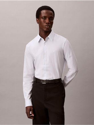 Calvin Klein Mens Cotton Stretch Stripe Slim Button-Down Shirt - Blue - 2XL