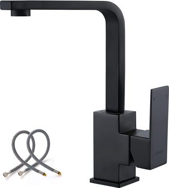 OEM Grifo Monomando Negro De Un Solo Orificio Para Lavabo, Con Una Sola Manija Y Tuber&iacute;a De Suministro, Moderno, Universal, De Arco Alto - Otro