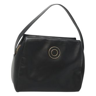 Celine Circle Logo Leather Black Leather Handbag (Pre-Owned)